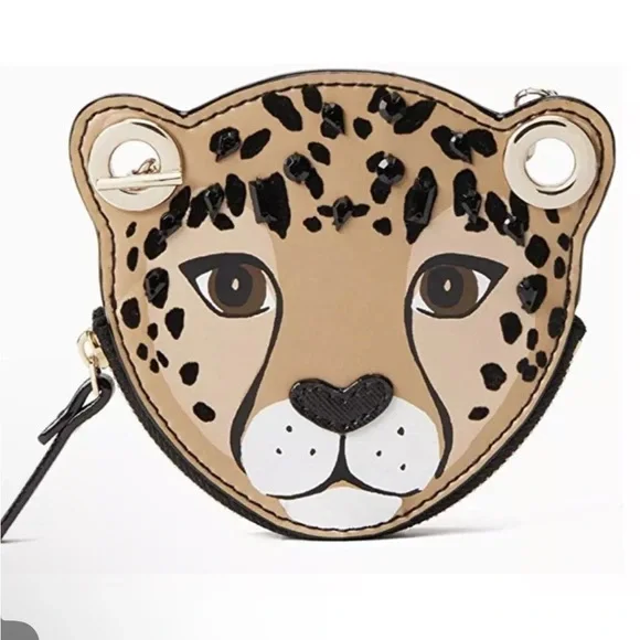 KATE SPADE RUN WILD LEOPARD COIN PURSE WALLET LEATHER JEWELED AUTHENTIC NEW - Picture 4 of 6